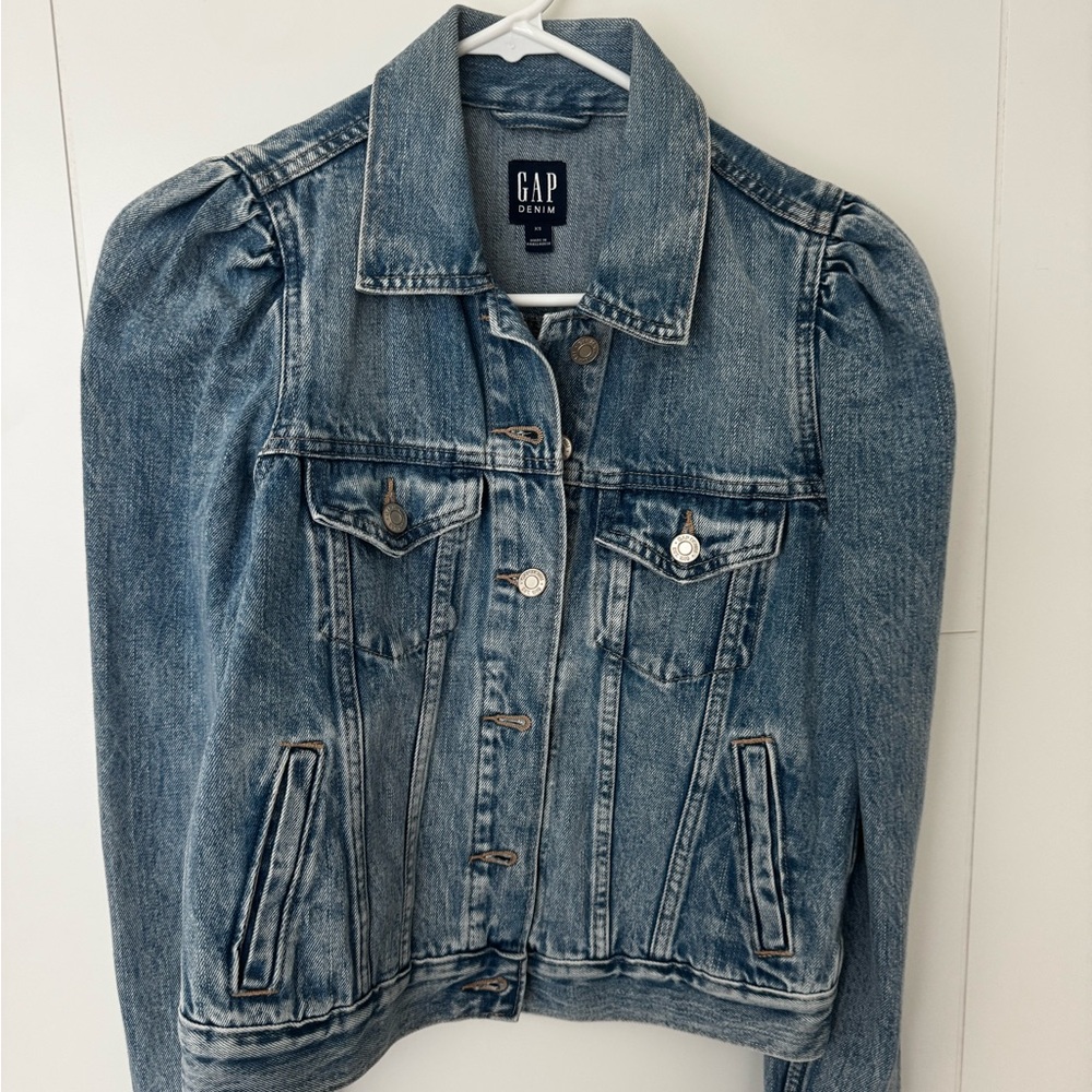 GAP Blue Jean Jacket with Puffed Shoulders